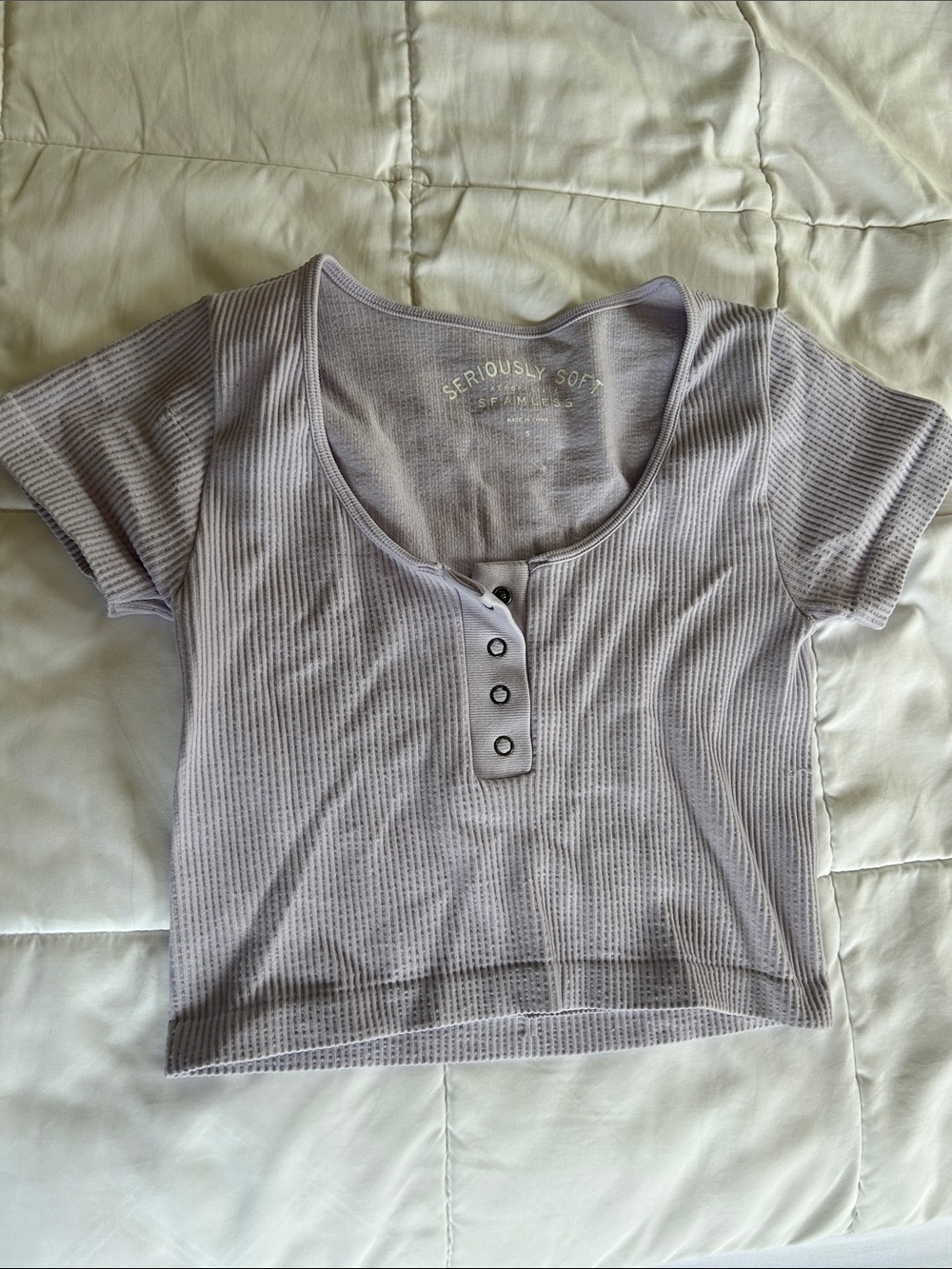 Aeropostale Lavender Ribbed Henley Crop Top